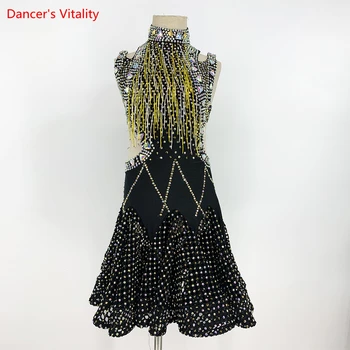 lotynų šokių profesionalų suknelė moterims sambos karnavalo kostiumai cusomzied suaugusių vaikų chacha akmenys sijonas XXS-6XL