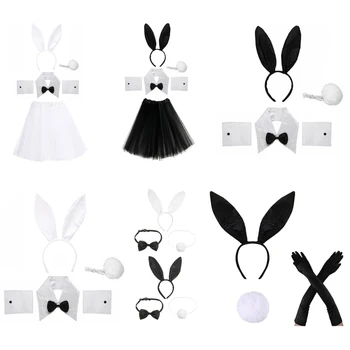 E9LC Easter Bunny Kostiumai Nustatyti Triušio Lankelis Kostiumas Bunny Cosplay Kostiumas Moterims