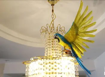kūrybos modeliavimas sparnus papūga žaislas putų&kailiai, mėlynos ir geltonos spalvos papūga paukštis modelis dovana, apie 35x50cm 3008