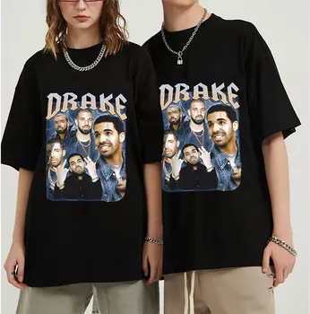 Reperis Drake Hip-Hop Unisex Marškinėliai trumpomis Rankovėmis Marškinėlius Retro Grafika T Marškinėliai Atsitiktinis Medvilnės marškinėliai Vyrams Moterų Plius Dydis Viršūnės