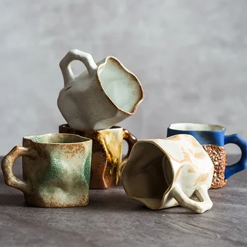Keramikos Retro Formos Kavos Puodelis Specialios formos Vertus Kavos Puodelio Krosnies Įstiklintas Juokinga Taurės Ins Išskirtinį Biuro Puodelis 300ml