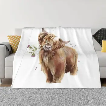Mielas Karvių Vilnos Antklodė Škotijos Galvijai Gyvūnų Derliaus Mesti Antklodę Namų 150*125cm