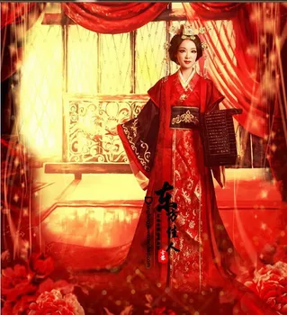 Kinų Tradicinė Vestuvinė Suknelė Raudona Vestuvių Kostiumą Nuotaka TV Žaisti Labai Empress of Han Dinastijos Moterų Kostiumas