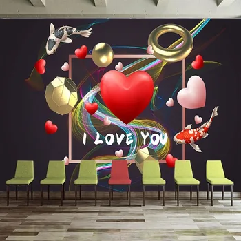 Custom 3D Foto Freskos Europos Mados Paprastas Širdies Formos Meilės, Romantiškas Vestuvių Kambario Fone, Sienos Tapetai, Namų Dekoro Tapiz