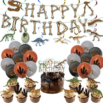 Dinozaurų Vaikas Animacinių Filmų Tema Laimingas Gimtadienio Dekoracijas, Vienkartiniai Stalo Įrankiai Balionas Kūdikių Vonios Reikmenys