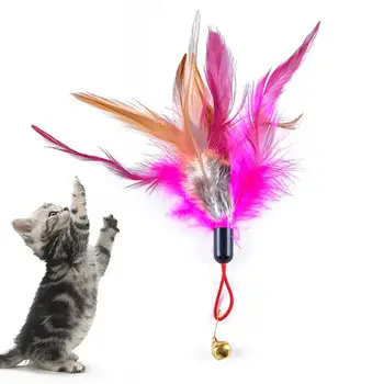 Naminių Kačių Plunksnų Bell Žaisti Stick Kibinimas Pakeisti Galvos Nulio Interaktyvus Žaislas
