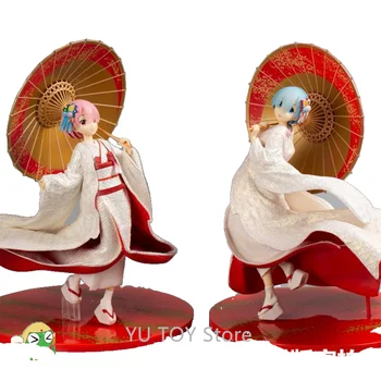 Re:Gyvenimas kitame Pasaulyje Nuo Nulio Ram Rem Shiromuku 29CM H PVC Anime Pav Žaislo Modelis Lėlės Suaugusiųjų Dovanų Kolekcija