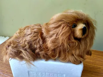 ruda modeliavimas guli šuo modelis polietileno&kailio aukso šuo lėlė apie 28x16cm 1848