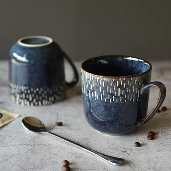 Japonų keramikos kavos puodelio kūrybos kavos puodeliai, keramikos puodelis kelionės kavos puodelis jubiliejaus dovanos vyrui G030
