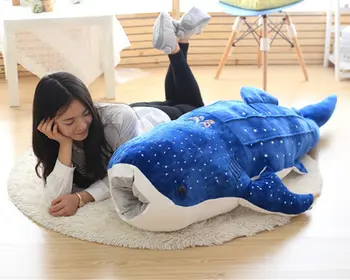 [ Juokingi ] Didelis dydis 150cm Bangininis Ryklys Pliušinis Žaislas Animacinių filmų mėlynasis banginis Lėlė, Minkšta Iškamšos Pagalvėlė Vaikui Pagalvę 3 Spalvų dovana