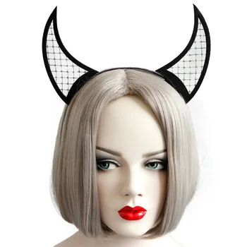 Kaspinai Moterų Mergina Gotikos Helovinas Juoda Velnio Ragų Akių Jaučiamas Fancy Dress Šalies Rankų darbo Hairband Plaukų Lankelis Priedai