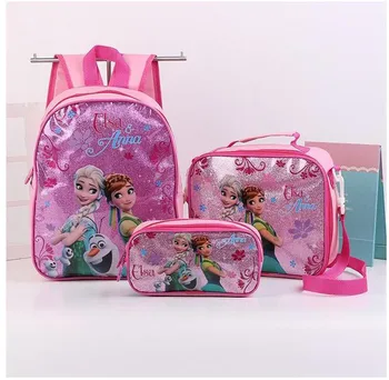 3pcs princesė Disney vaikams kuprinė pietūs Elsa maišelį pieštuku animacinių filmų atveju Užšaldyti rankinėje mergaitė berniukas dovanų maišelis, skirtas mokyklos studentas