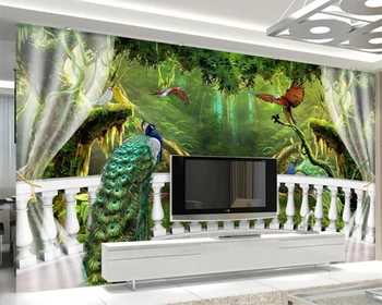 Beibehang Tapetai miškai balkonas povas 3d TV foną, sienos popieriaus namų dekoro gyvenimo kambario, miegamasis 3d tapetai, fone,