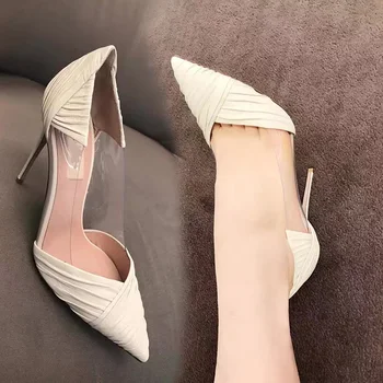 Adatos (stiletai) moterų pavasario 2021 nauja seksuali nurodė nuotaka vestuvių batai spalvų atitikimo pokylių suknelė mažo dydžio, vieno batai