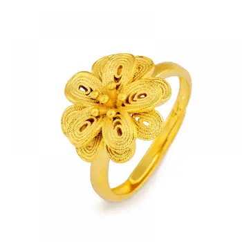 HOYON Papuošalai Gėlių Drugelis Senovės Auksu Žiedas Naujas Mados Moterų Papuošalai 14K Aukso Papuošalai Užpildyti