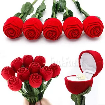 50pcs Fashional Romantiška Raudona Rožė, Sužadėtuvių, Vestuvių Žiedas Dėžės, Auskarai, Papuošalai, Dovanų Dėžutėje