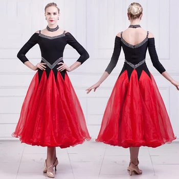 Standartinių Sportinių Šokių Suknelės 2023 Naują Atvykimo Aukštos Kokybės Valsas, Šokių Sijonas moterų Raudona Pramoginiai Konkurenciją Šokių Suknelė
