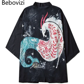 Samurajus Kostiumas Moterims Kimono Marškinėliai Drabužių Mados Žvaigždynas Avinas Juoda Striukė Japonijos Megztinis Vyrams Haori Yukata