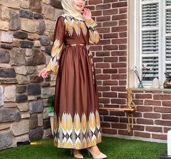2021 Naujas Musulmonų Ilgas Sijonas Moterų Suknelė Artimųjų Rytų Arabų turkijos Moterų Šilko Suknelė Gils Pavasarį ir Vasarą Kavos