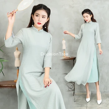 2023 tradicinę vietnamo drabužių aodai vietmam drabužius gėlių azijos kinų stiliaus cheongsam moterų ao dai qipao suknelė