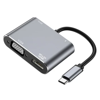 Tipo C iki 4K HDMI Suderinamus VGA USB C 3.0 Hub Adapteris, skirtas 