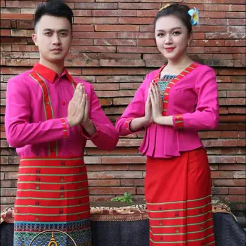 Azijos Stiliaus Viešbutis Tailando Restorane padavėjo uniformą YunNan Dai Hotel Kostiumas Vyrai Moterys pacios paprastas, dosnus Tautinių Drabužių
