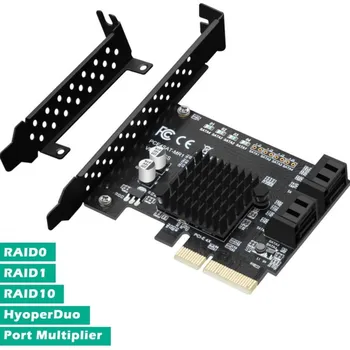 4-Port SATA III 6Gbps PCIE RAID Host Valdiklio plokštė Paramos HyperDuo SSD Tiering IPFS Standžiojo Disko Port Multiplier 88SE9230 Lustas