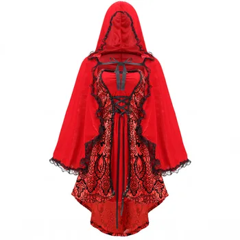 Mažai Raudona Jojimo Hood Kostiumas Moterims Suaugusiųjų Išgalvotas Suaugusiųjų Helovyno Cosplay Kostiumai, Pasakų Plius Dydis Mergina Dress+Apsiaustu