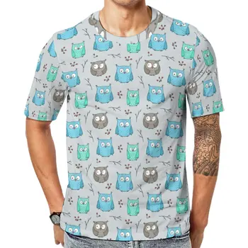 Big-Eyed Pelėdos T-Shirt Juokingi Paukščių Spausdinti Hipių T Shirts Vyras Gatvės Stiliaus Marškinėlius Vasaros trumpomis Rankovėmis Modelio Drabužius Didelis Dydis 6XL
