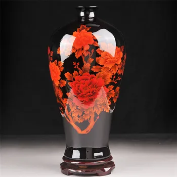 Keramikos Namų Puošybai porceliano vaza, Patalpų Puošyba, Keramikos Vazos Jingdezhen glazūra bijūnas dizaino rankų dažytos porceliano vazos