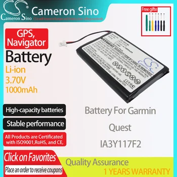 CameronSino Baterija Garmin Quest tinka Garmin IA3Y117F2 GPS,Navigatoriaus baterijos 1000mAh 3.70 V Li-ion Juoda