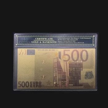 Suvenyras, Dovanos Spalvos Eurų Banknotų 500 Eurų Banknotus 24k Gold Sąskaitą Su COA Rėmo Pažymėjimas