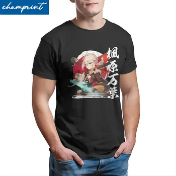 Vyriški Genshin Poveikio Kaedehara Kazuha T Shirts Anime Grynos Medvilnės Viršūnes Juokinga Trumpas Rankovės O Kaklo Marškinėliai, Naują Atvykimo T-Shirt