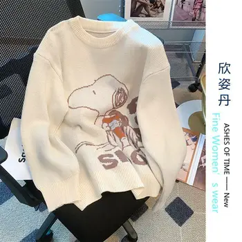 Snoopy Animacinių filmų Moterų ilgomis Rankovėmis Megzti Megztinis M-Xl Dydį Kawaii Anime Studentų Sutirštės Prarasti Viršuje Gimtadienio Dovanos