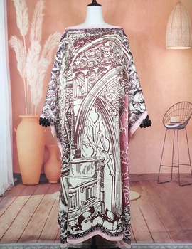 Artimuosiuose Rytuose Tradiciniai Spausdinti Musulmonų Moterys Negabaritinių Šilko Kaftan Suknelė Afrikos Vasaros Sexy Lady Paplūdimio Bikini Abaja Suknelė