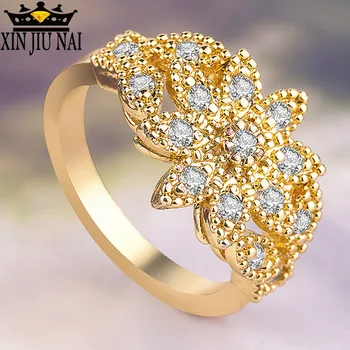 Europos/ Amerikos Klasikinis Vestuvinis Žiedas Išskirtinį Prabangos Visą Deimantų Micro-inkrustacijos Cirkonis Žiedas Moterų Mados Tuščiaviduriai Gėlių Žiedas
