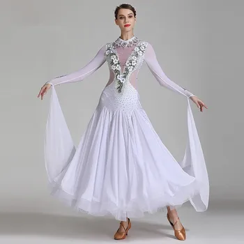 Mados Unikalus Moterų Balta Veiklos Konkurencijos Sportinių Šokių Suknelė