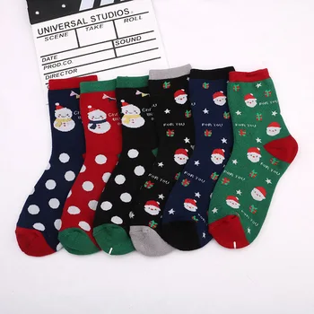 Rudenį, žiemą Rankšluosčių, kojinių naujųjų metų Kalėdų Senelis Kalėdų Sniego Briedžių Dovana ilgai vaikas kojinių Sniego medvilnės kojinės vaikams